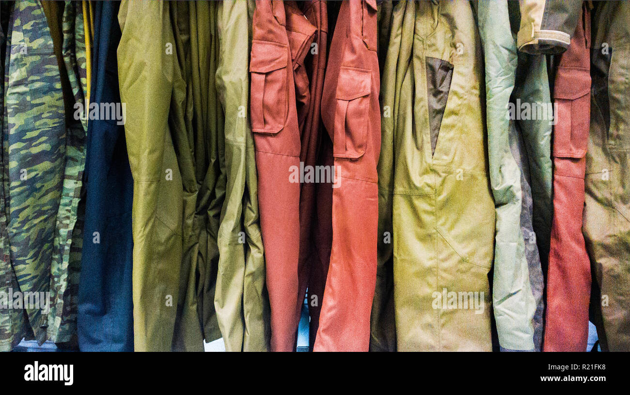 special clothes on coatrack Stock Photo