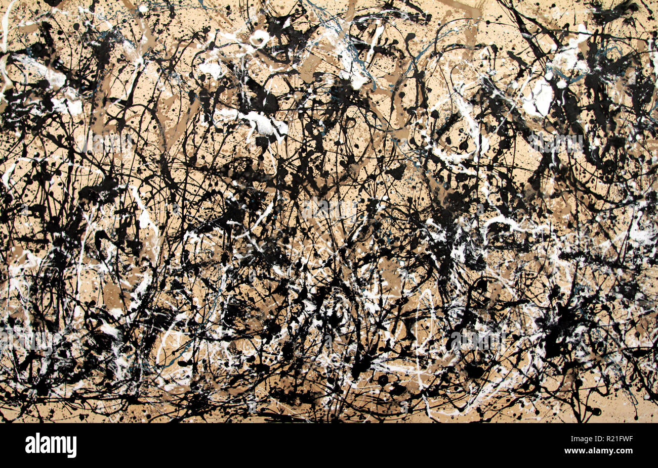 This Jackson Pollock painting is called 'Autumn Rhythm' and hangs in the Metropolitan Museum of Art in New York. Stock Photo