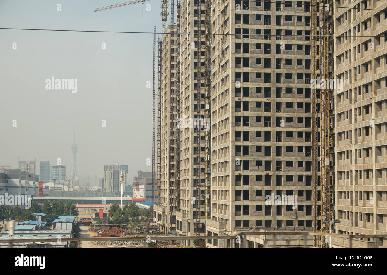 Apartments being built in ZhengZhouDong near train station Stock Photo