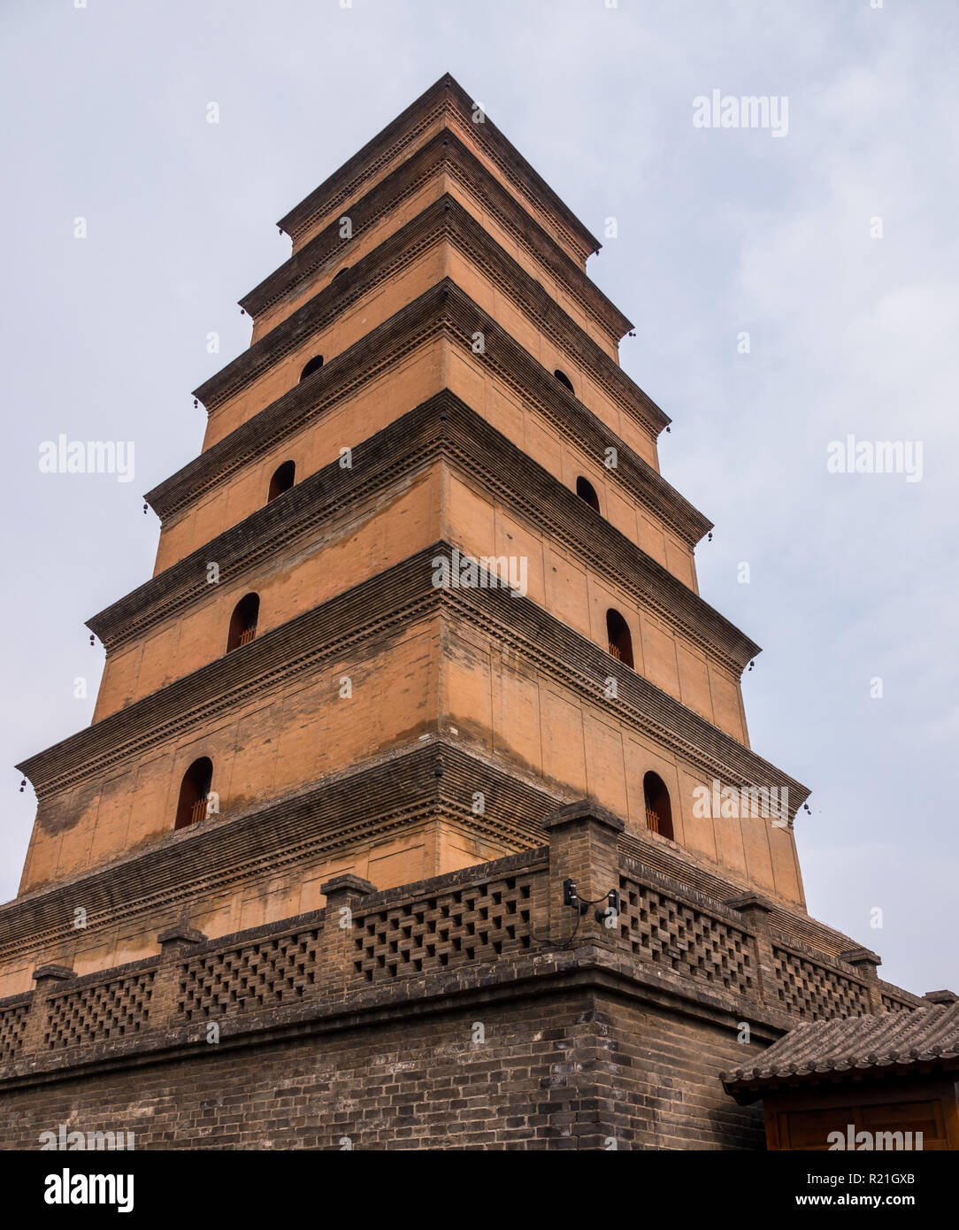 Layers of the temple at the Giant Wild Goose Pagoda Stock Photo