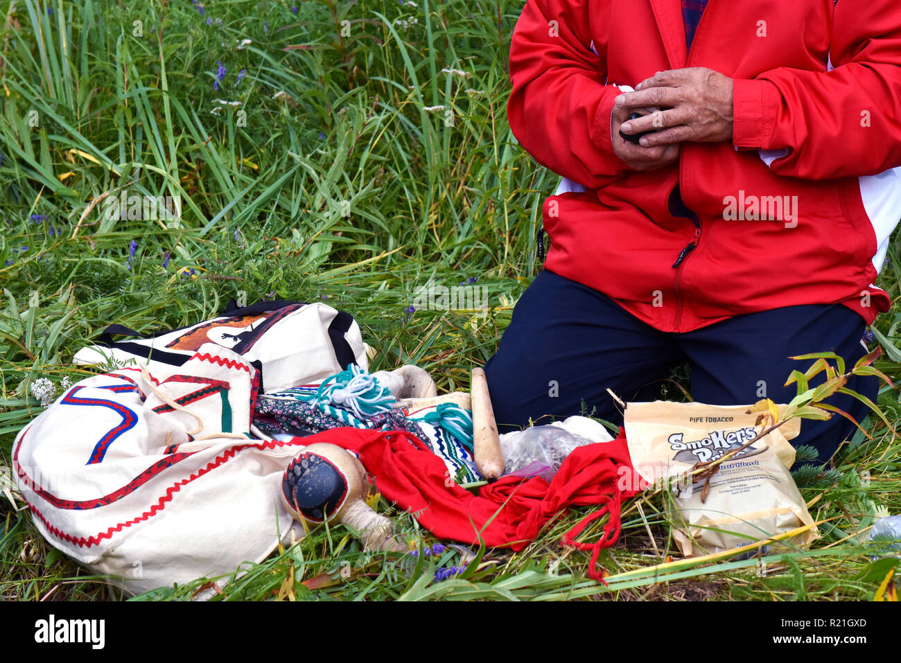 Native ceremony  Northern Quebec. Canada Stock Photo