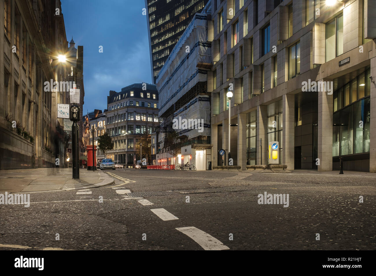 UK,City of London,EC3- Building works undertaken on Great Tower Street in the financial district Stock Photo