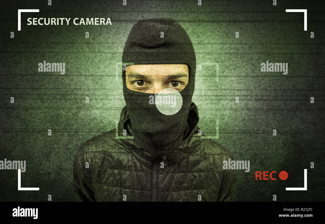 Caught burglar by house camera in action Stock Photo Alamy