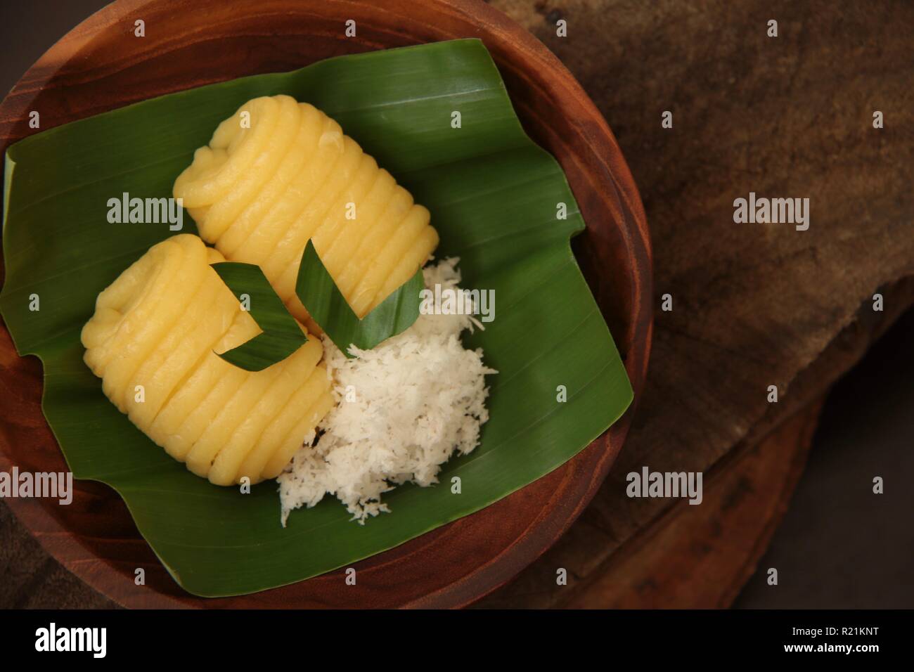 Traditional Java Cake Getuk Lindri. Traditional Javanese cake of mashed cassava dumplings ...