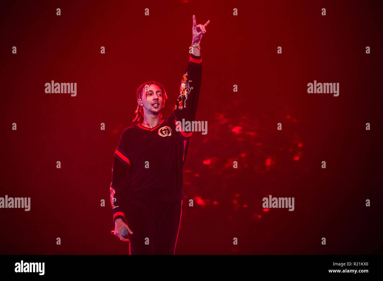 Rome, Italy. 13th Nov, 2018. The Italian-Tunisian rapper Ghali Amdouni ...