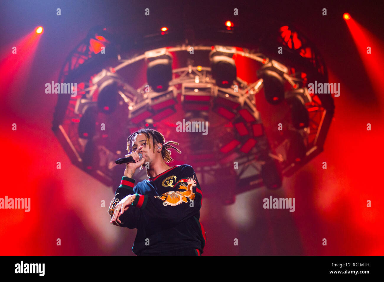 Rome, Italy. 13th Nov, 2018. The Italian-Tunisian rapper Ghali Amdouni ...