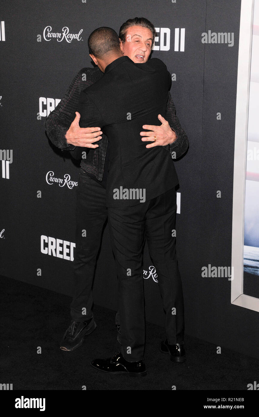 NEW YORK, NY - NOVEMBER 14: Sylvester Stallone and Michael B. Jordan attend  'Creed II' World Premiere at AMC Loews Lincoln Square on November 14, 2018  Stock Photo - Alamy