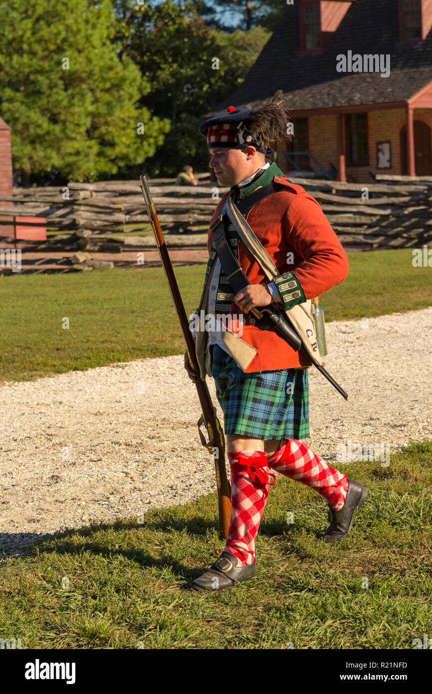 Colonial Williamsburg costumed re-enactor. Stock Photo