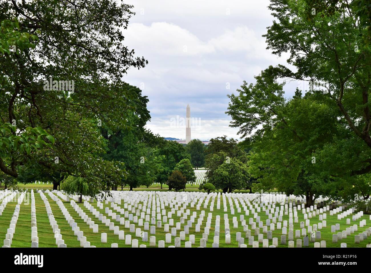 Washington Monument viewed from Arlington National Cemetery Stock Photo