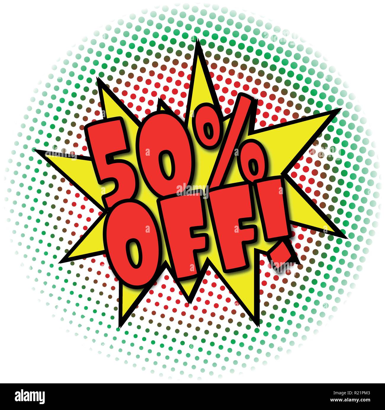 follow us comic explosion with dots on white Stock Vector