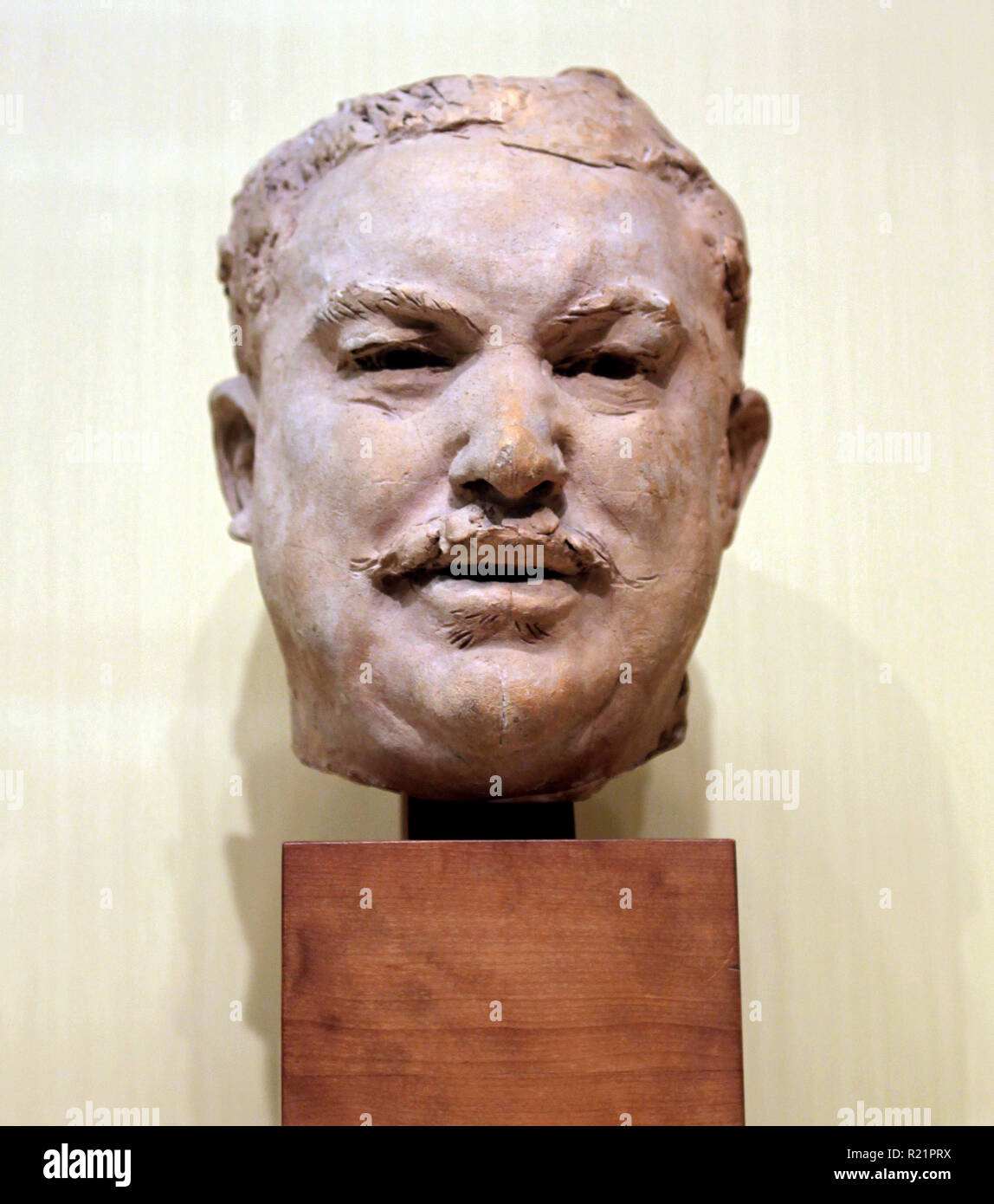 This head sculpture of a rather tough looking character is in the