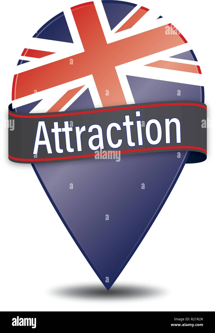 glossy navigation pin with white background Stock Vector