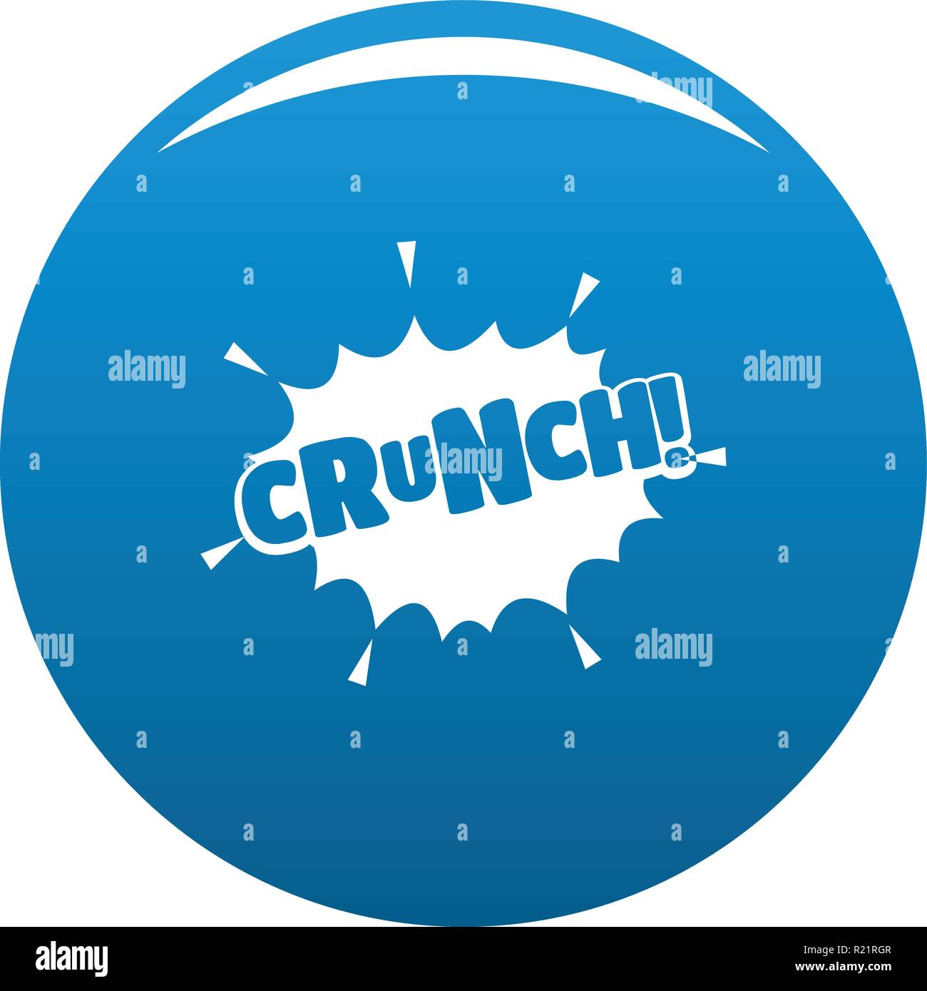Comic boom crunch icon vector blue circle isolated on white background ...