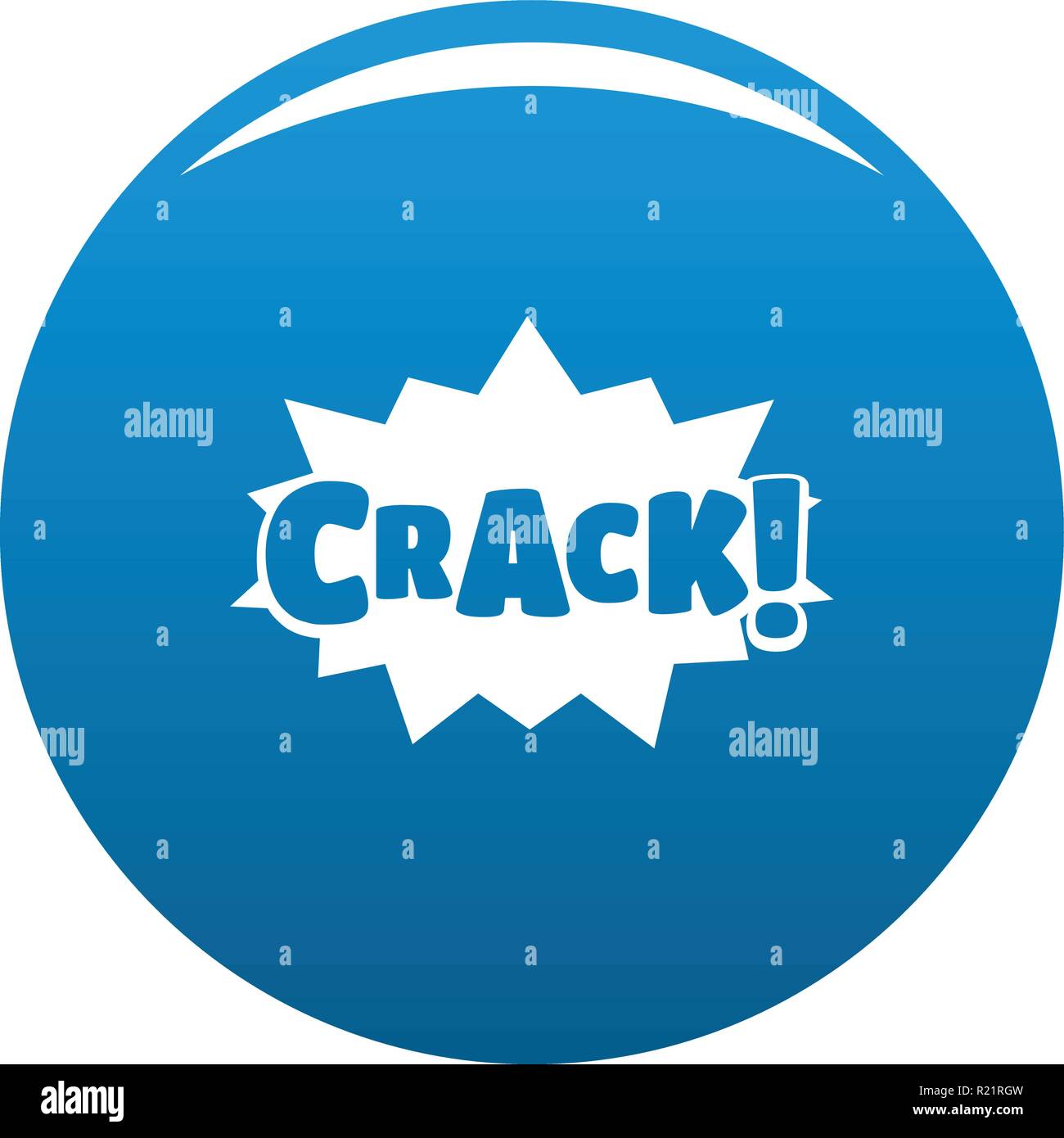 Comic Boom Crack Icon Vector Blue Circle Isolated On White