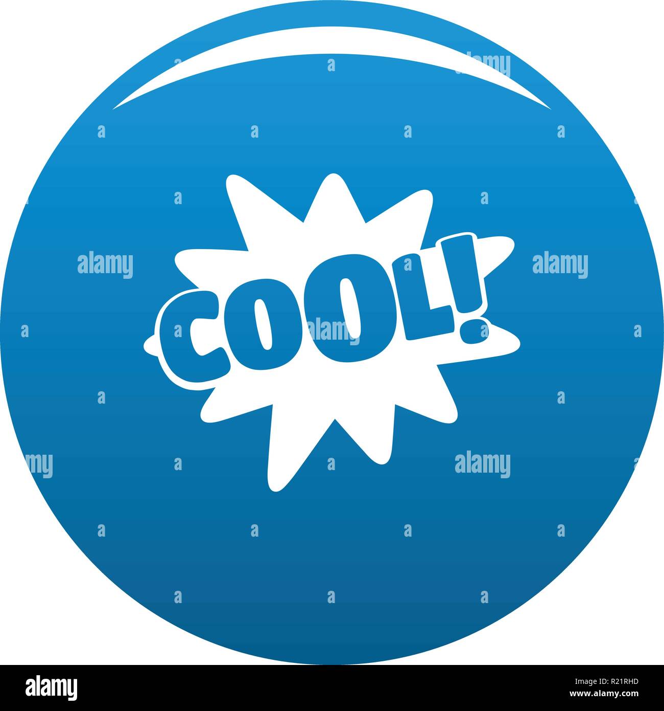 Comic Boom Cool Icon Vector Blue Circle Isolated On White Background