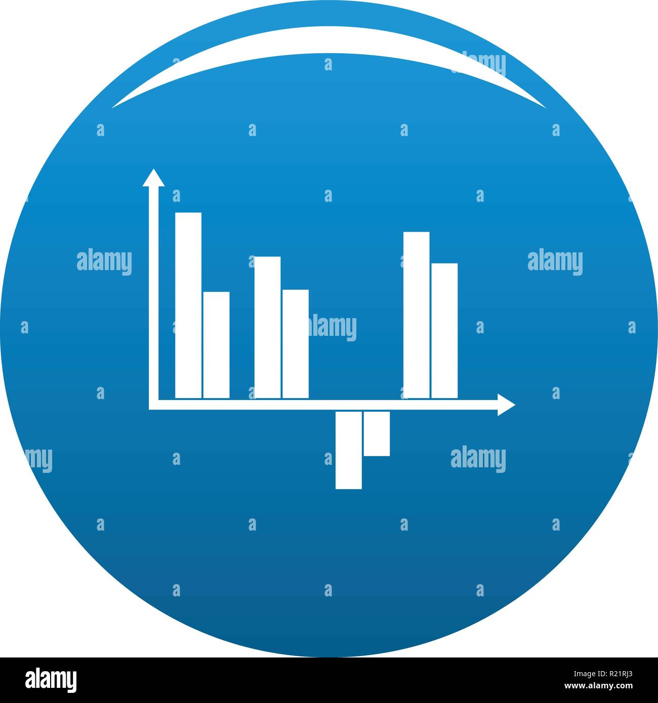 Business diagram icon vector blue circle isolated on white background ...