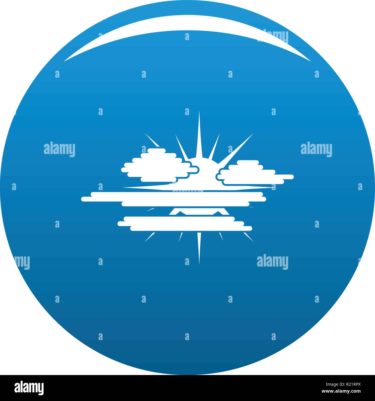 Cloudy sun icon vector blue circle isolated on white background Stock ...