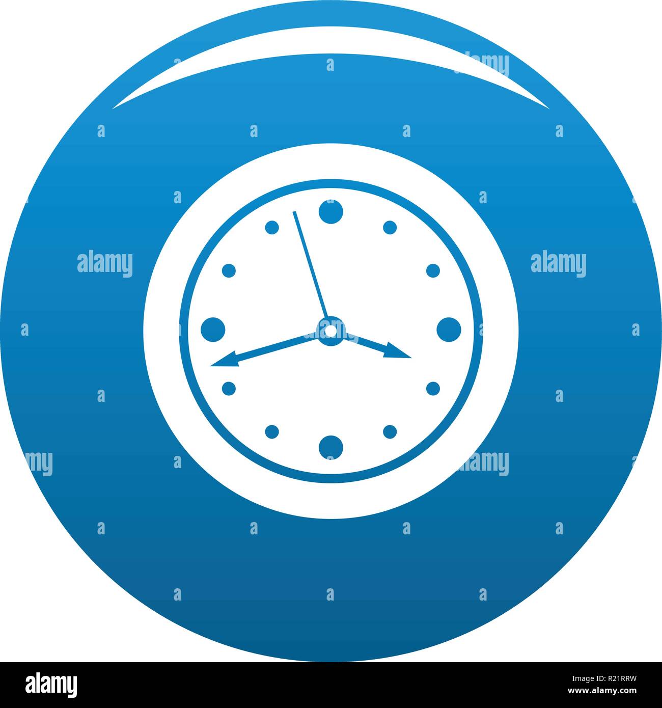 Clock design icon vector blue circle isolated on white background Stock ...