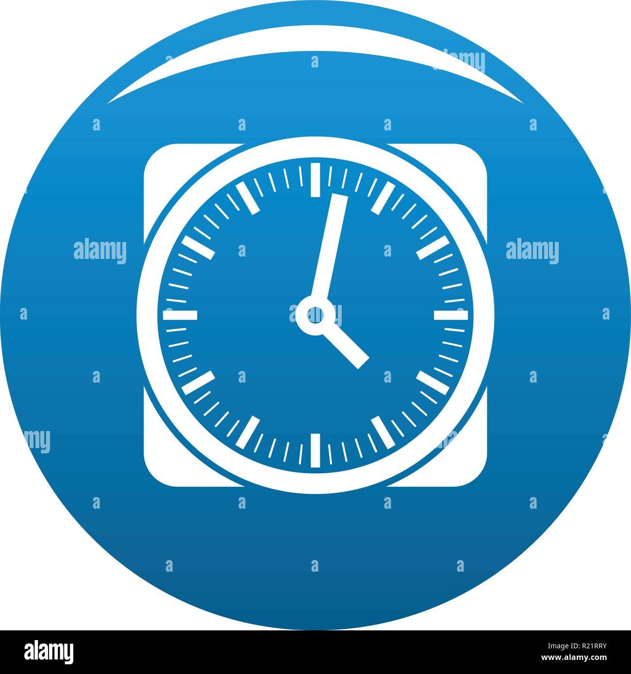 Clock retro icon vector blue circle isolated on white background Stock ...