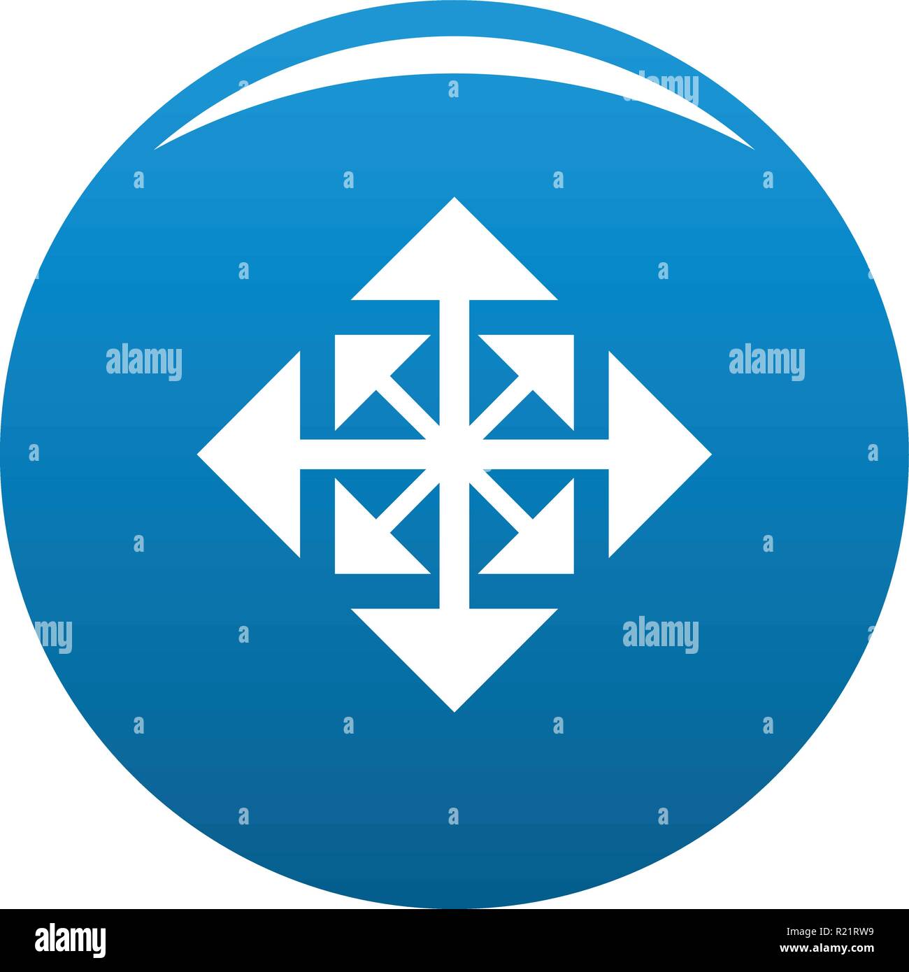 Cursor displacement arrow icon vector blue circle isolated on white ...