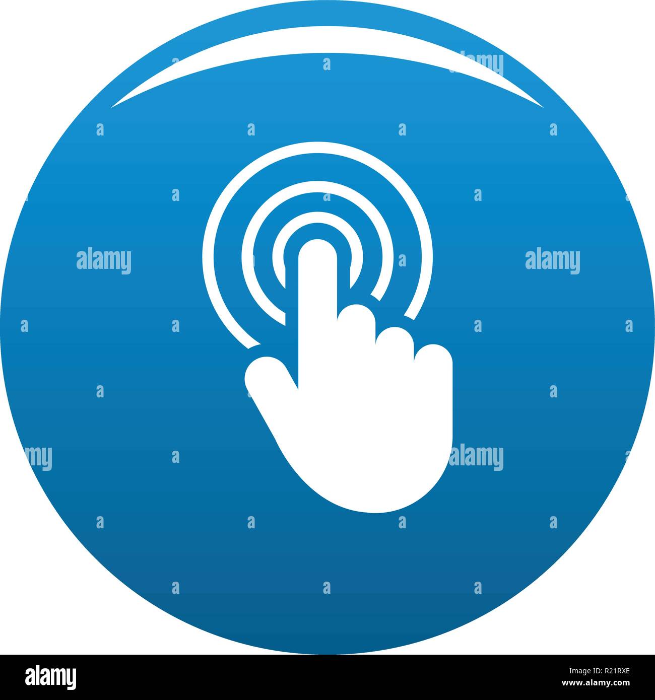 Hand cursor web icon vector blue circle isolated on white background