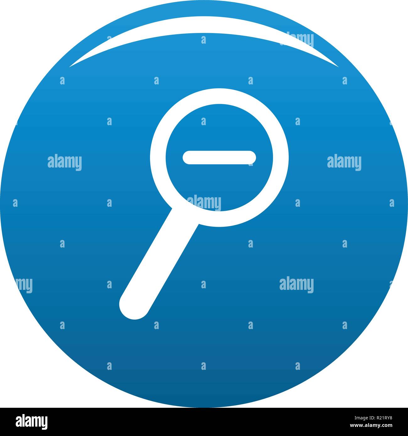 Cursor magnifier minus icon vector blue circle isolated on white ...