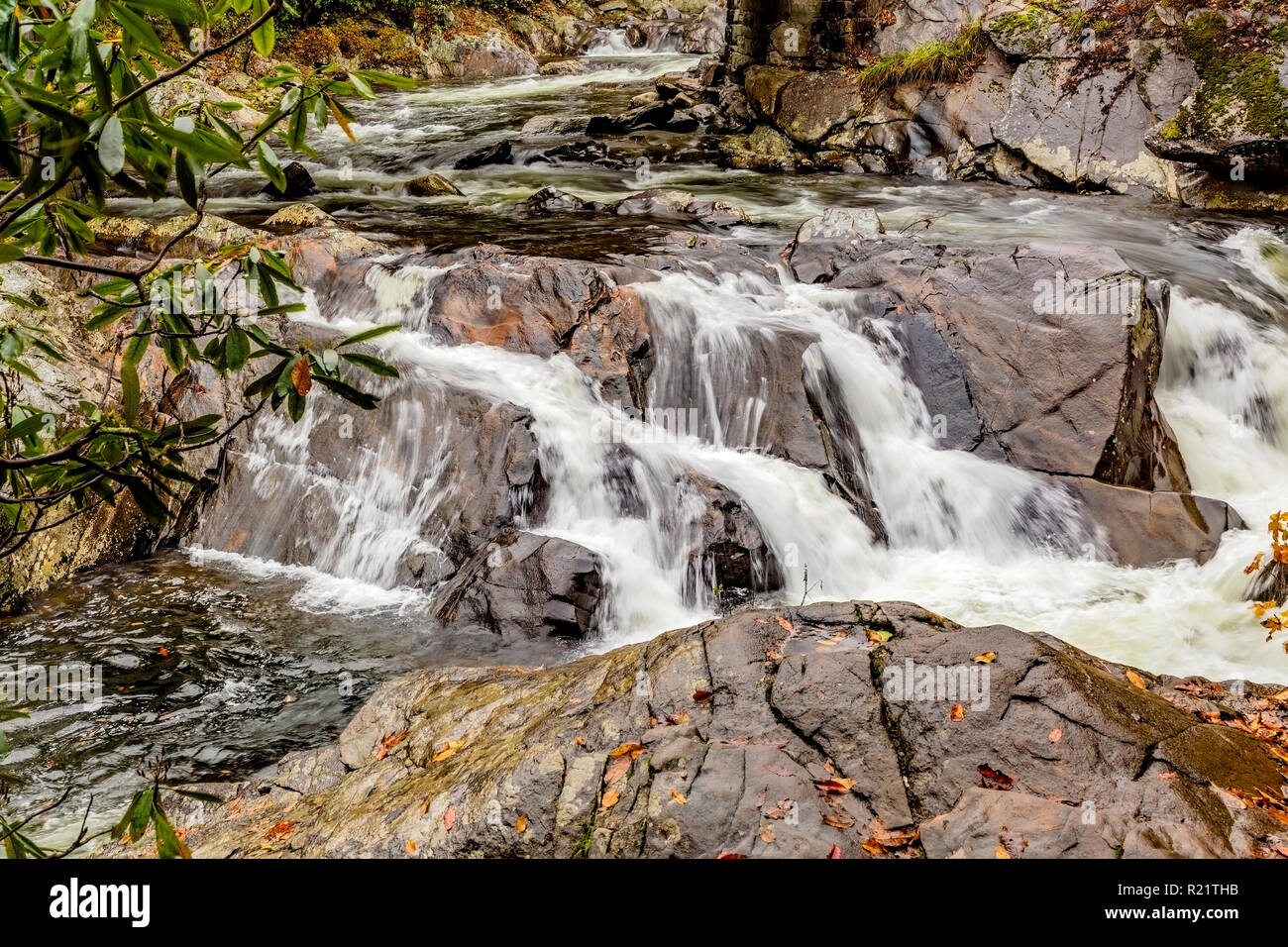 Great Smoky Mountains National Park waterfall. Stock Photo