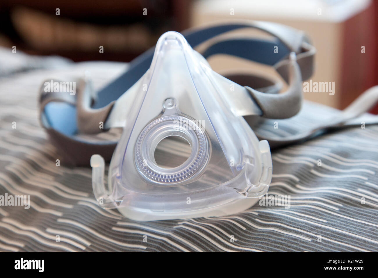 Plastic Mask used for CPAP Patients to help stop snoring Stock Photo