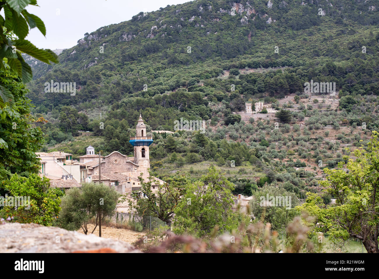 Historical town Valldemossa on the mountain on Majorca Stock Photo