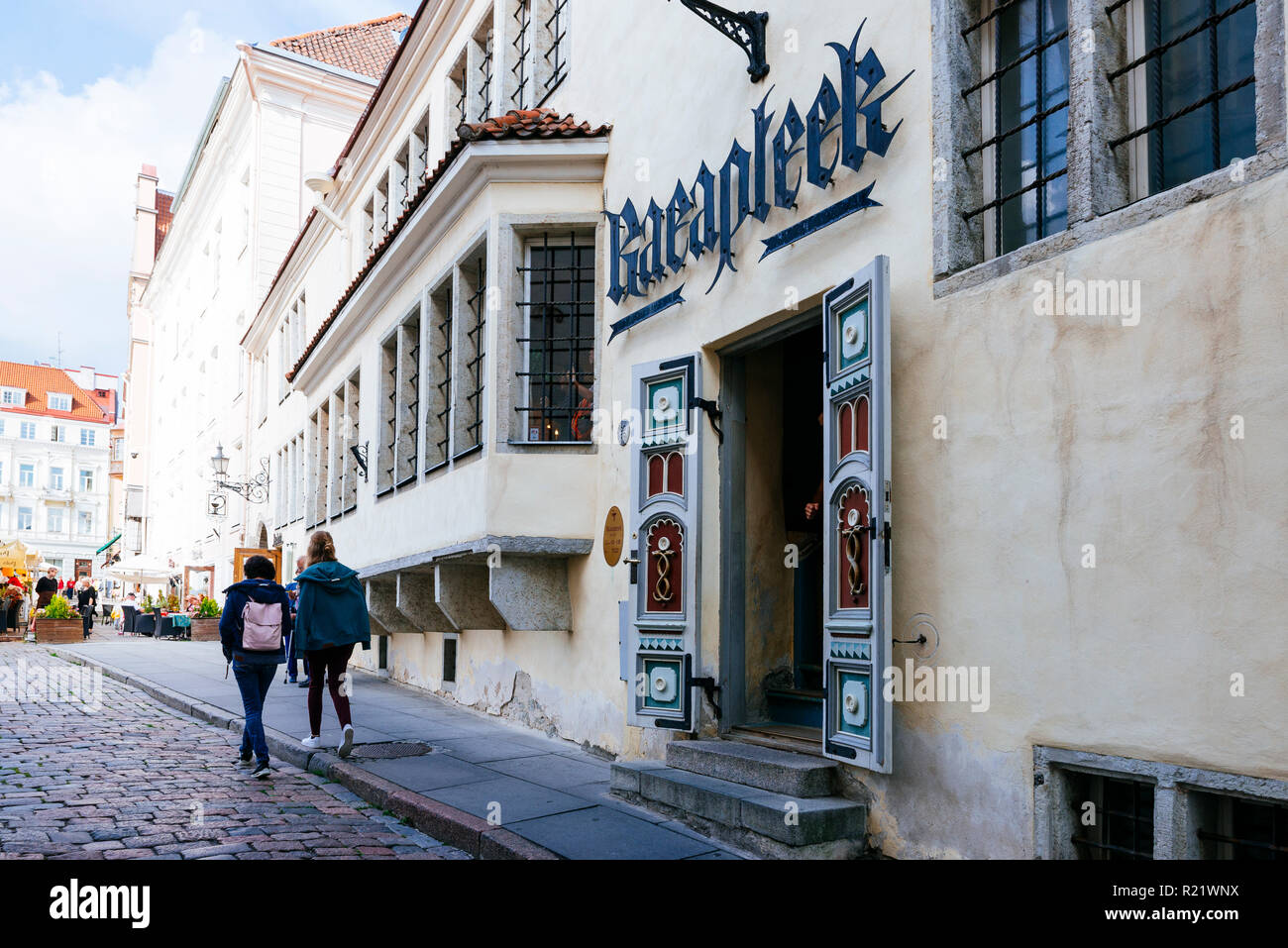 The Raeapteek, Town Hall Pharmacy, is one of the oldest continuously running pharmacies in Europe, having always been in business in the same house si Stock Photo