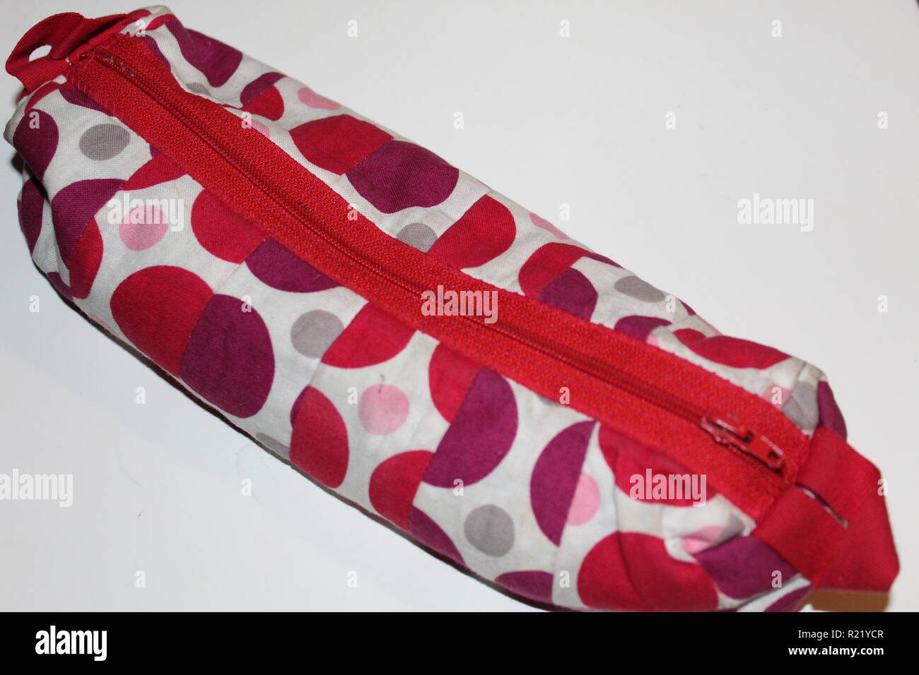 Pencil case on white background. Stock Photo