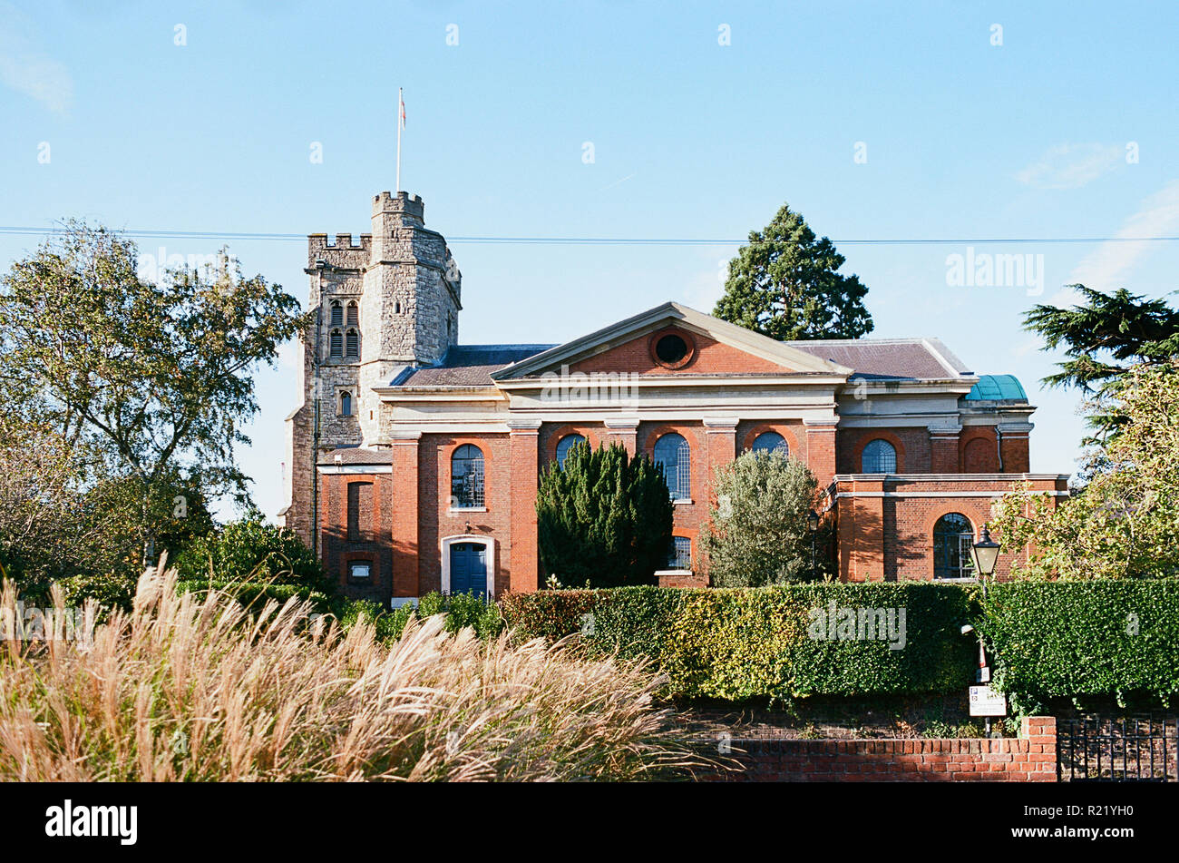 Historic St Mary's Church exterior at Twickenham, Middlesex, Southern England Stock Photo