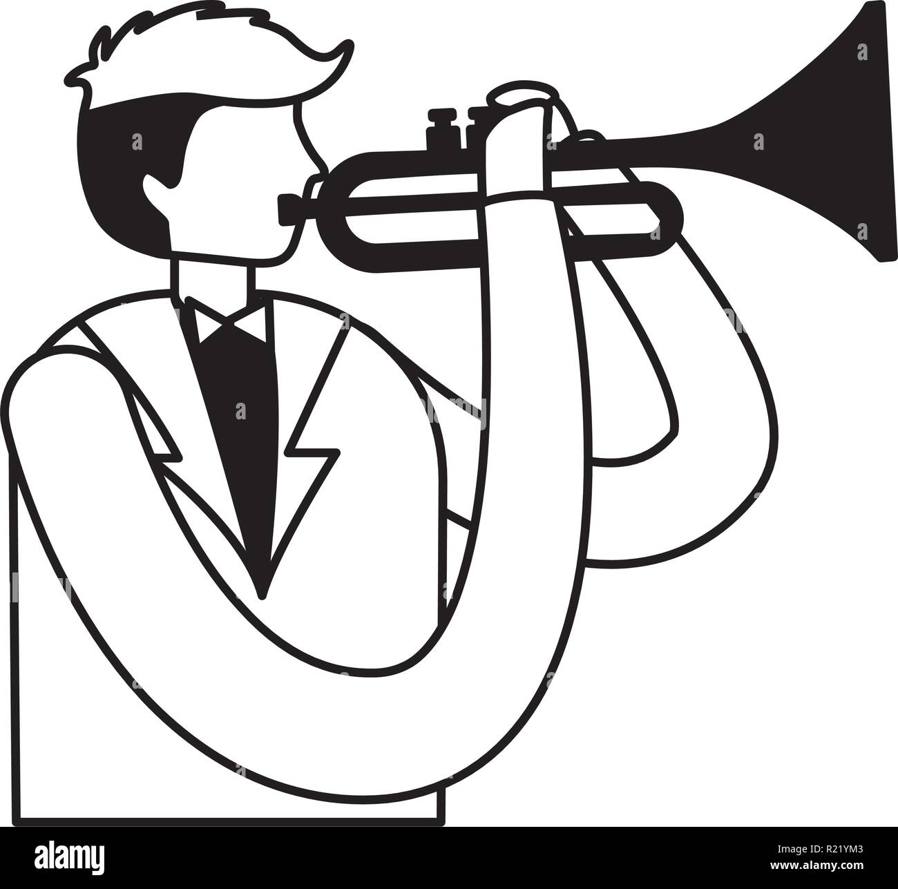 man playing trumpet jazz instrument vector illustration Stock Vector ...