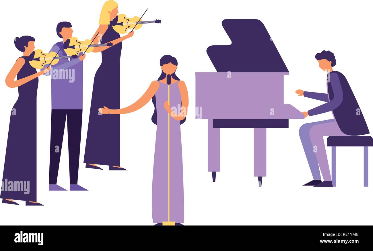 musicians concert classic people with instruments vector illustration Stock Vector