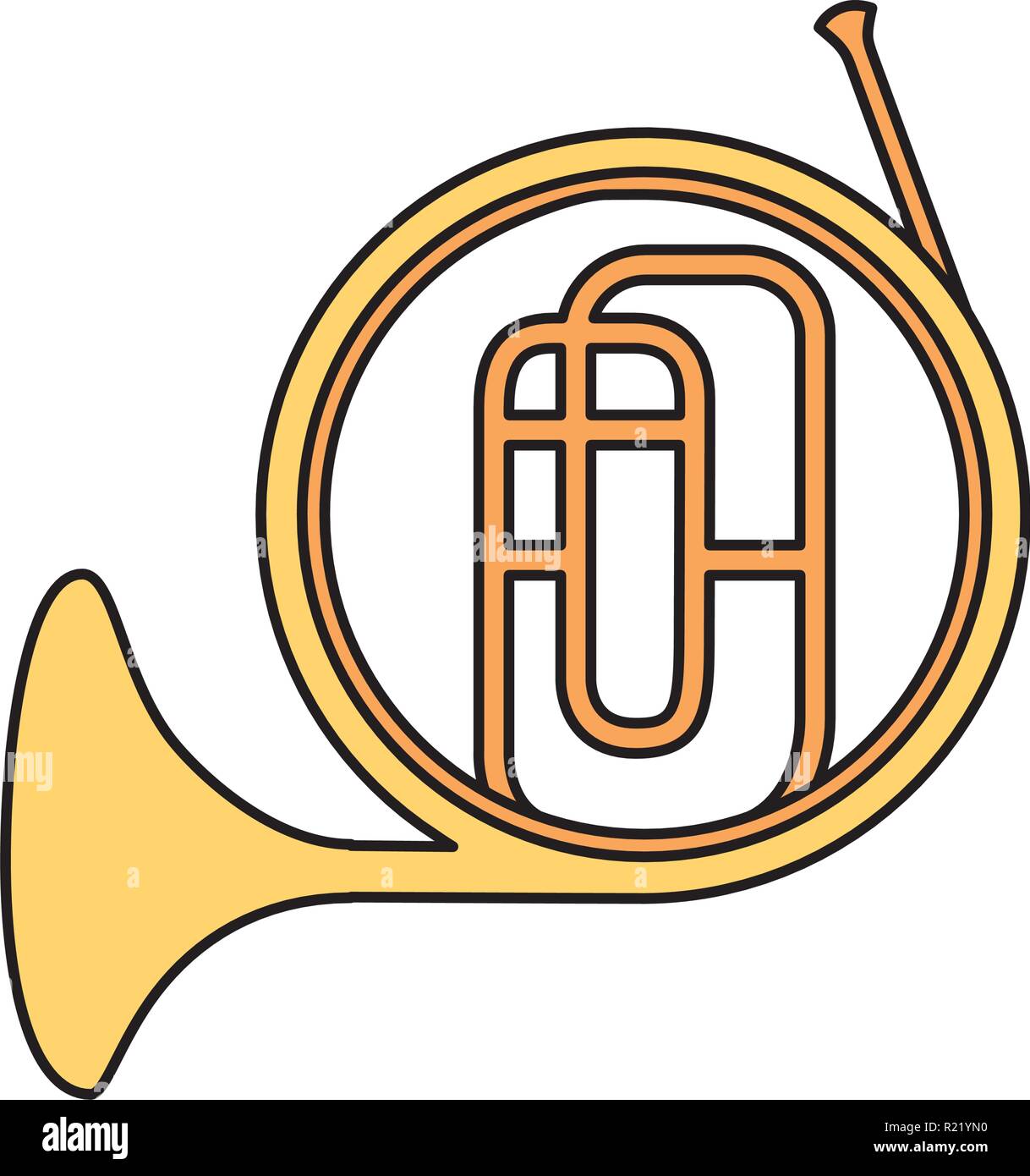 french horn instrument on white background vector illustration Stock ...