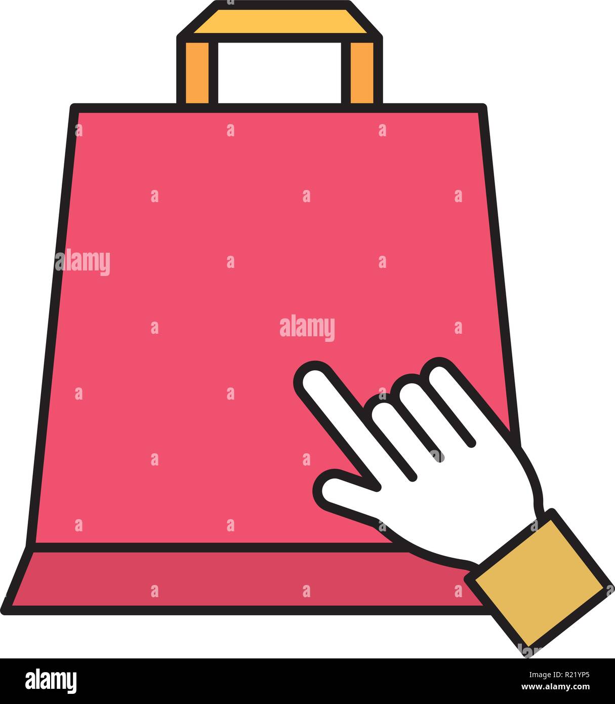 hand click online shopping bag vector illustration Stock Vector Image