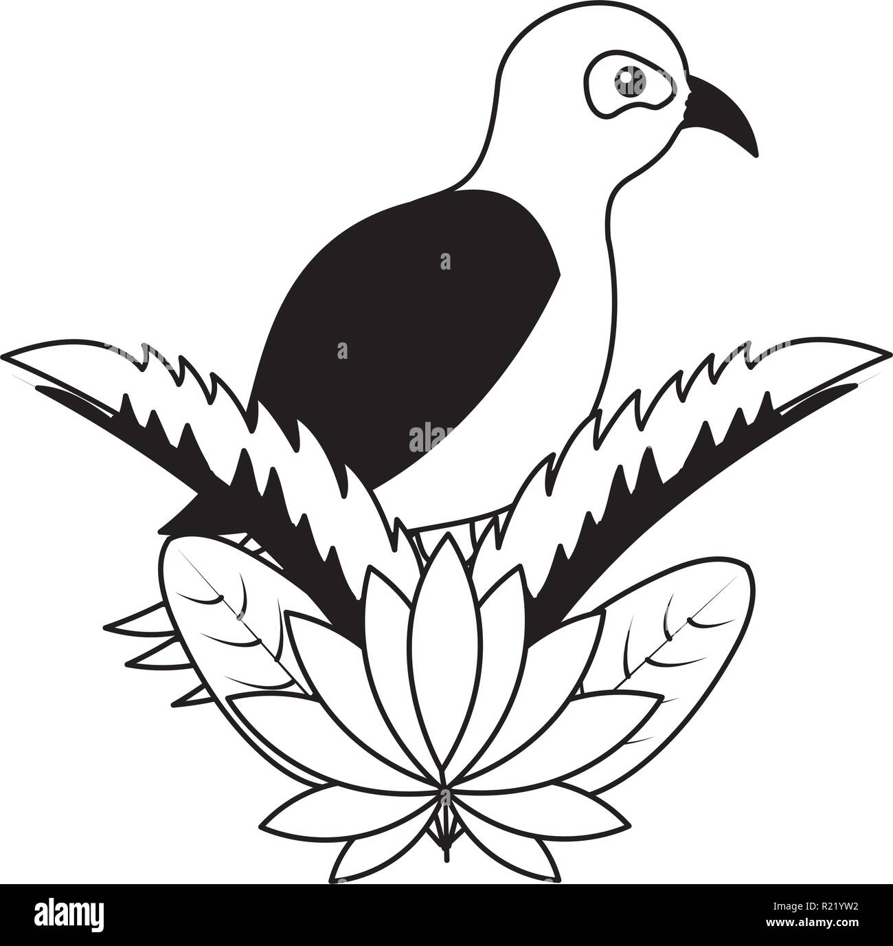 bird leaves tropical on white background vector illustration Stock ...