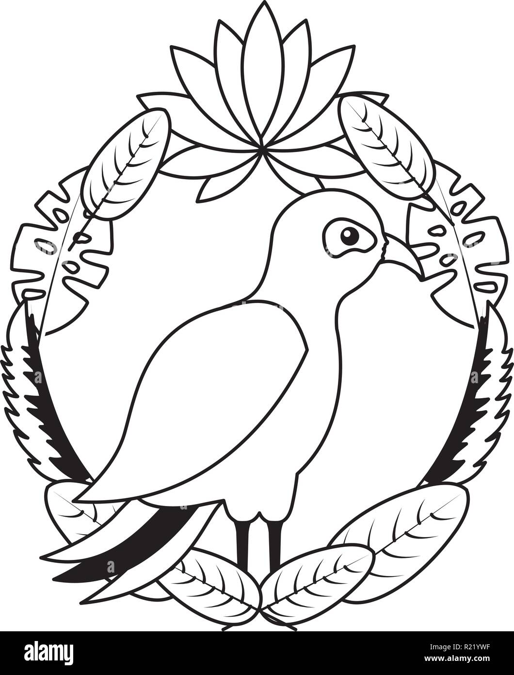 bird leaves tropical on white background vector illustration Stock ...