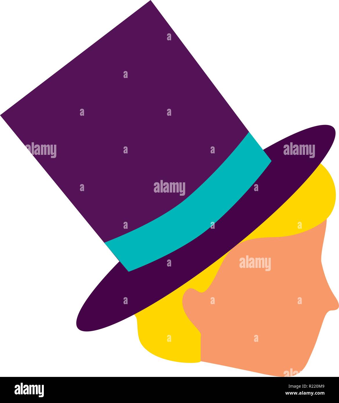 profile man wearing top hat vector illustration Stock Vector Image