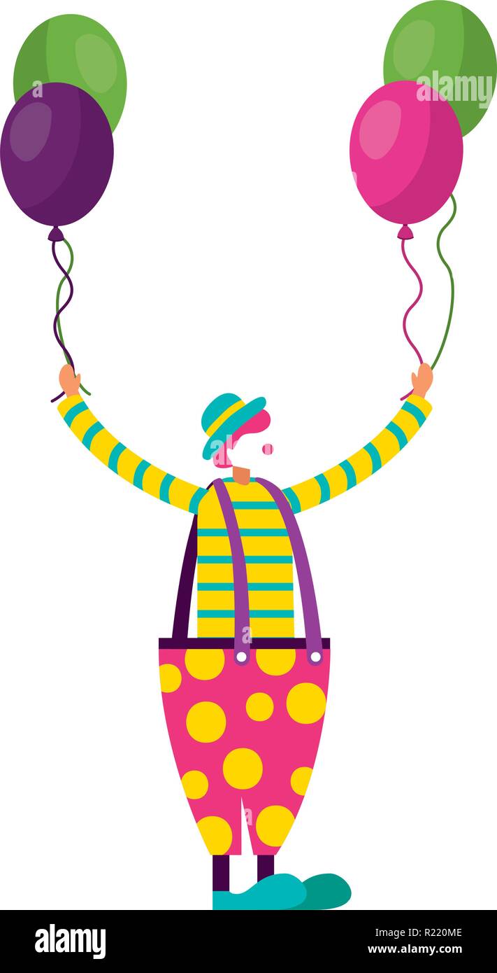 clown holding balloons circus fun fair vector illustration Stock Vector ...