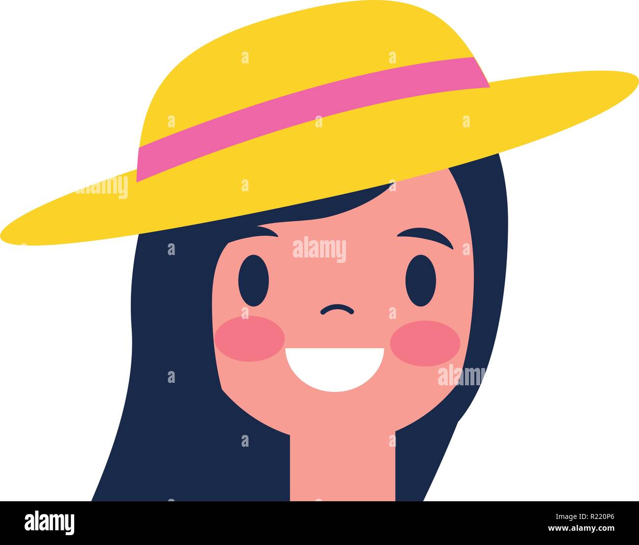 smiling girl portrait on white background vector illustration Stock ...