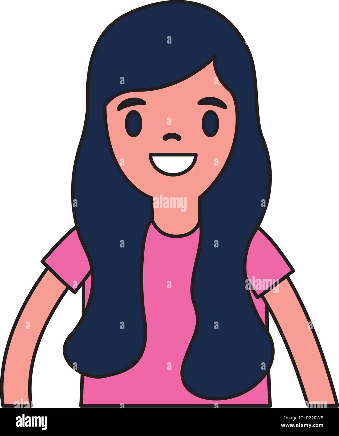 smiling girl portrait on white background vector illustration Stock ...