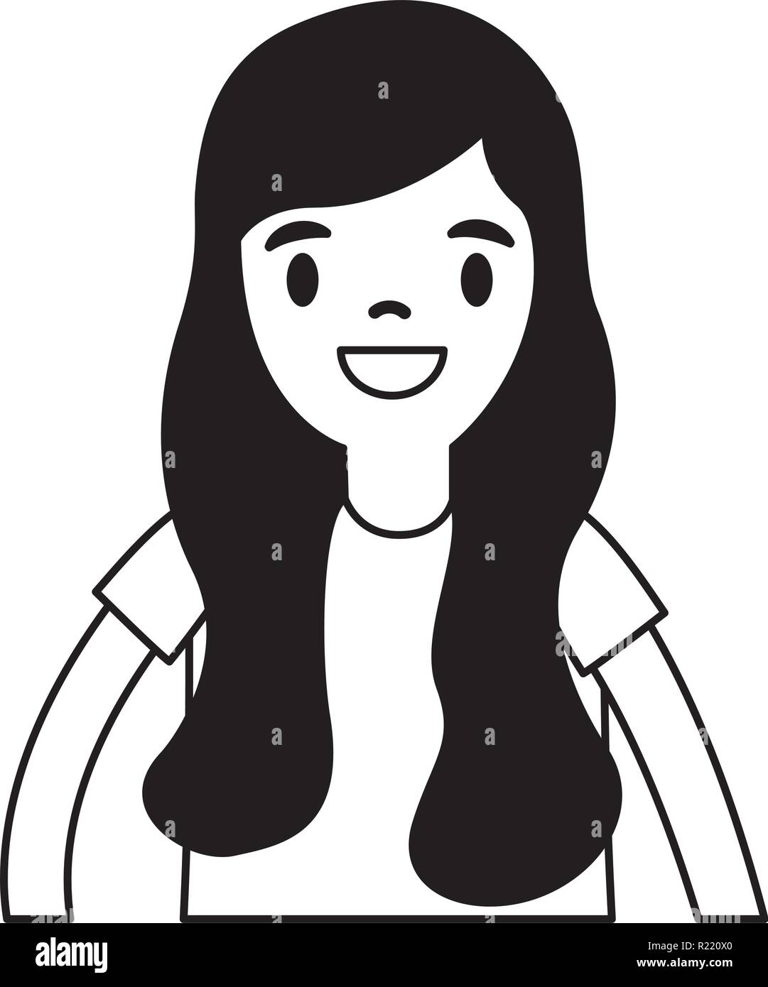 smiling girl portrait on white background vector illustration Stock ...