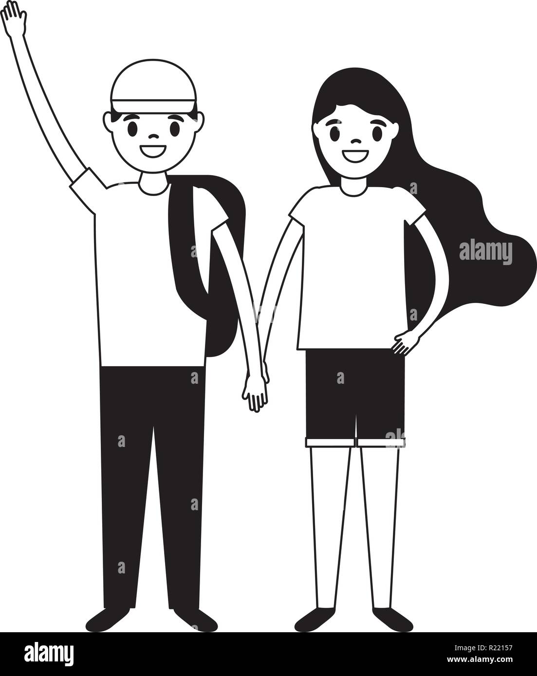 smiling boy and girl holding hands vector illustration Stock Vector ...