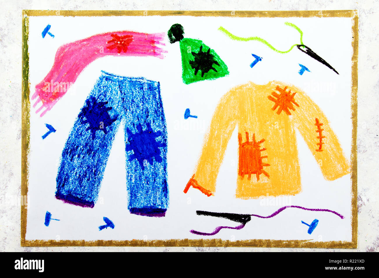 drawing of winter clothes