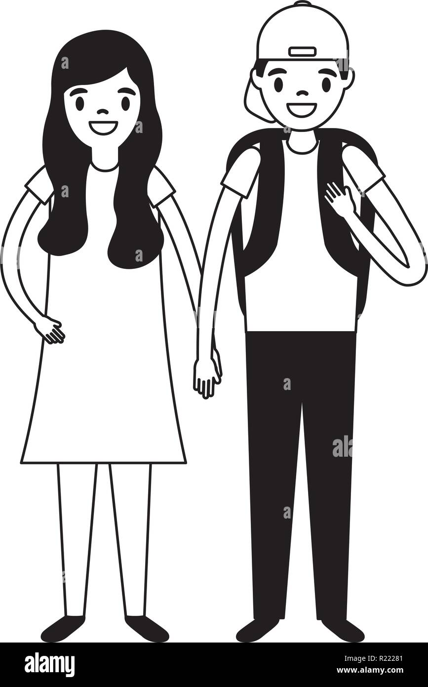 smiling boy and girl holding hands Stock Vector Image & Art - Alamy