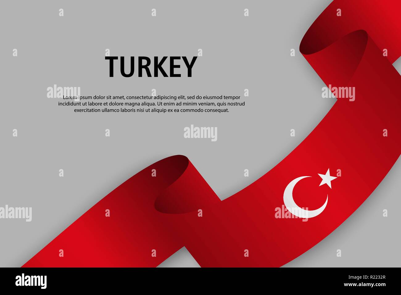 Waving ribbon with Flag of Turkey, Template for Independence day banner ...