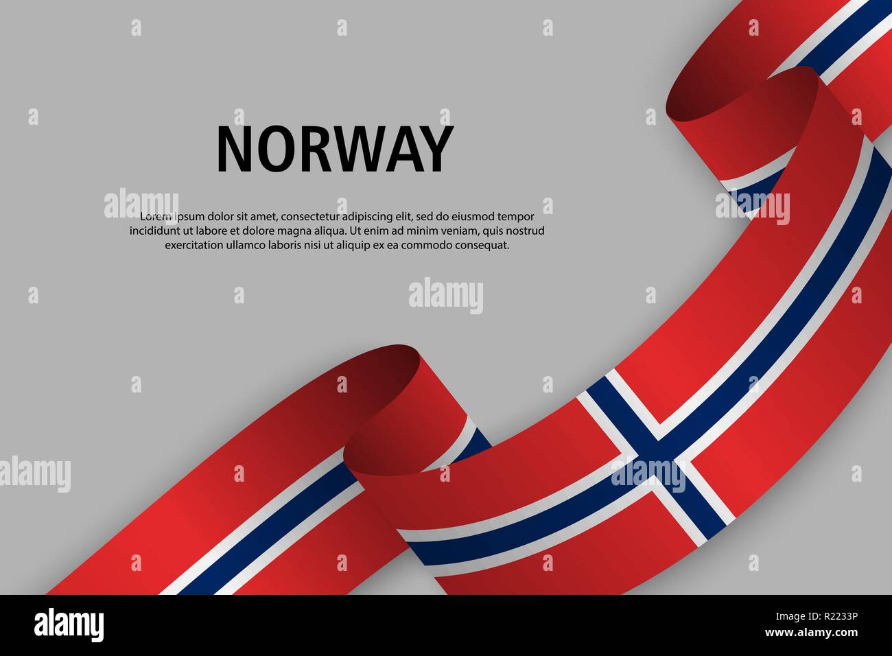 Waving ribbon with Flag of Norway, Template for Independence day banner ...