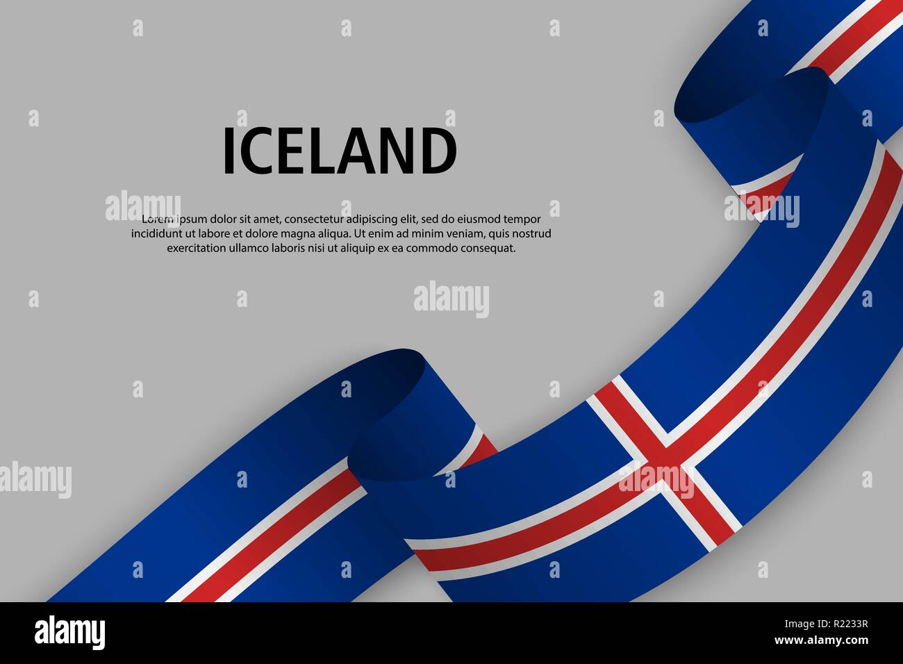 Iceland Map Ribbon Waving ribbon with Flag of Iceland, Template for Independence day ...