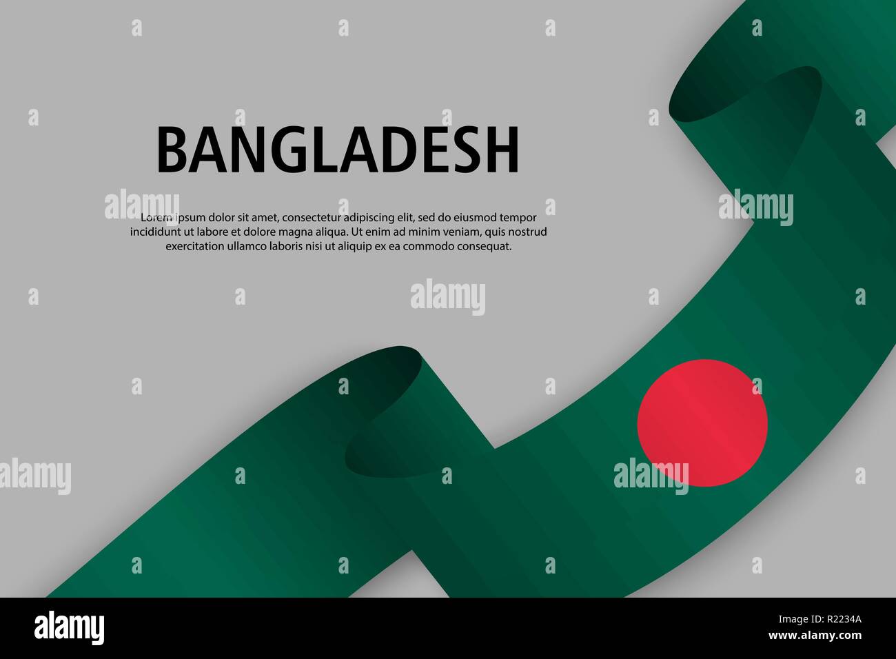 Waving Ribbon With Flag Of Bangladesh Template For Independence